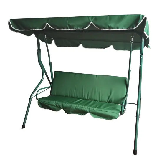 Northlight 3-Seater Outdoor Patio Swing with Adjustable Canopy - Green {1}