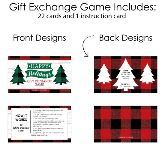Big Dot of Happiness Holiday Plaid Trees - Buffalo Plaid Christmas Party Gift Exchange Game Scratch Off Cards - 22 Count {6}