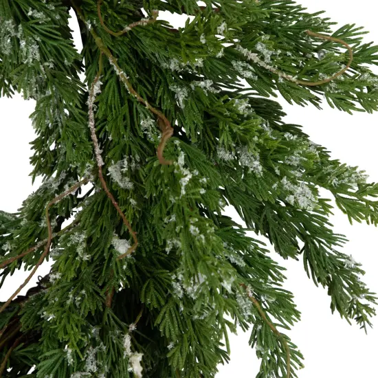 Northlight Real Touch&trade;️ Iced Cedar Artificial Christmas Wreath- 24" - Unlit Green {6}