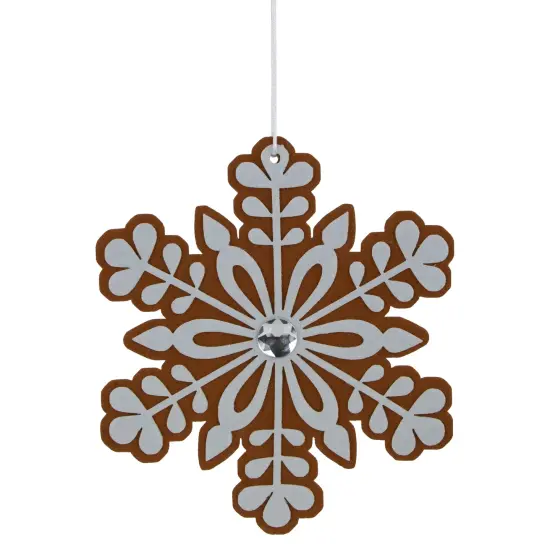Northlight Gingerbread Snowflake Christmas Ornament with Gem - 10" - Brown and White {1}