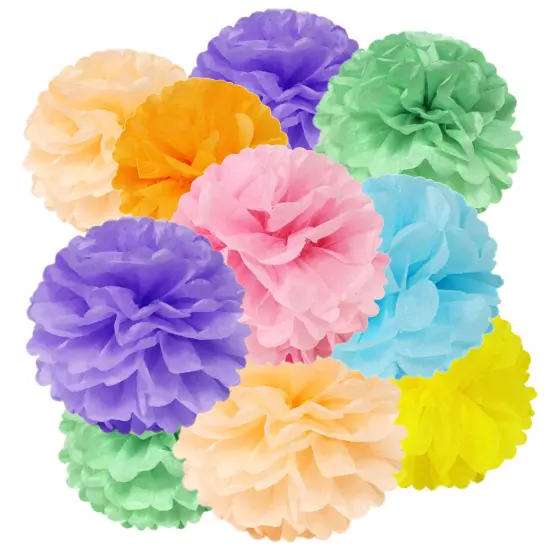 Wrapables Set of 18 Tissue Pom Pom Party Decorations for Weddings, Birthday Parties Baby Showers and Nursery Decor, Lavender/Yellow/Pink/Sky Blue/Orange/Sea Green {1}