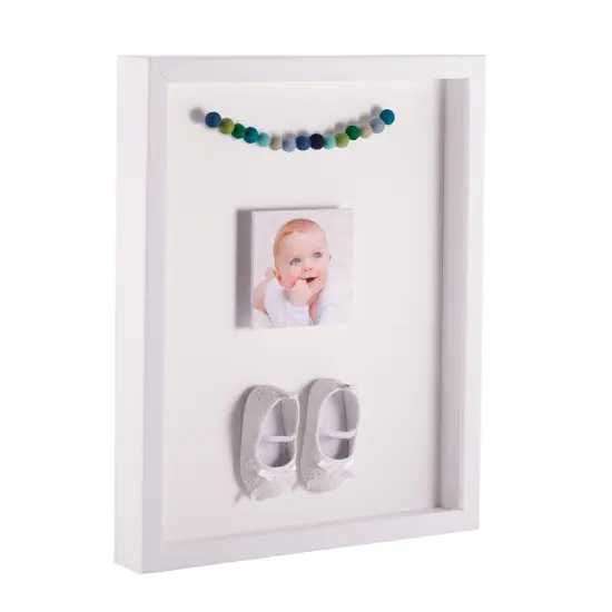 ArtToFrames 12x24 Inch Shadow Box Picture Frame, with a Satin White 1.00" Wide Shadowbox frame and Super White Mat Backing (4655) {1}