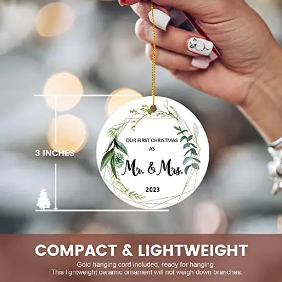 First Christmas Married Ornament 2023, Wedding Gifts for Couple, Our First Christmas as Mr Mrs Gifts, Bridal Shower Gift, Just Married Ornaments, 1st Year Wedding Ornament for Newlywed {4}