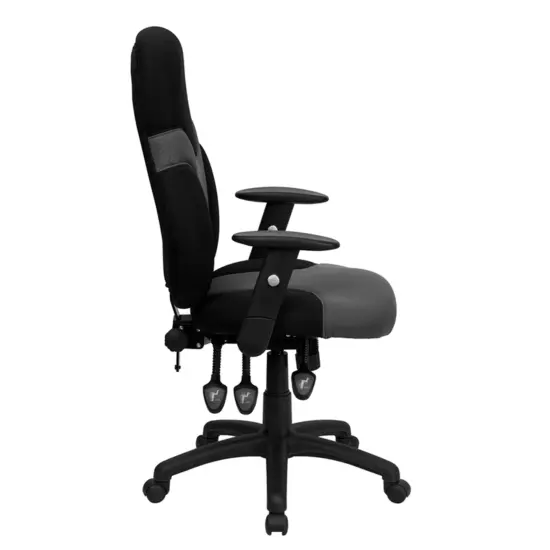 Emma and Oliver High Back Ergonomic Two-Tone Mesh Swivel Task Office Chair with Adjustable Arms Black and Gray {5}