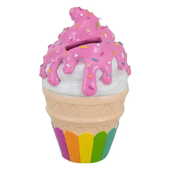 Northlight 7" Children's Colorful Ice Cream Cone Coin Bank Pink {1}