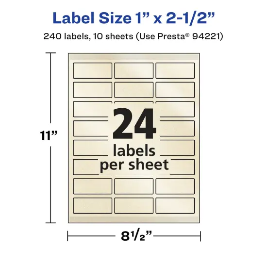 Avery Pearlized Ivory Rectangle Labels with Sure Feed Technology, 1" x 2.5" {5}