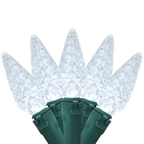 Northlight LED Faceted C6 Christmas Lights - Pure White - 23' Green Wire - 70ct Clear {3}