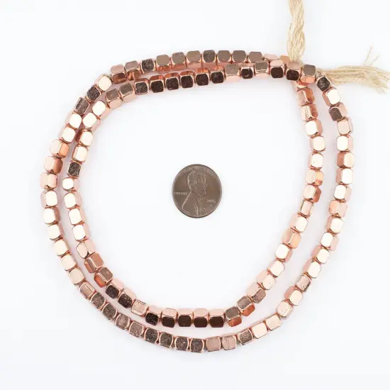 The Bead Chest Copper Cube Beads 5mm Large Hole 24 Inch Strand {2}