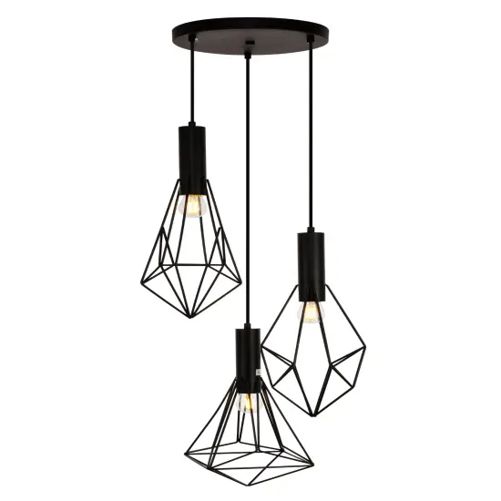 Jago Collection Pendant D16.0 H30.4 Lt:3 Black Finish {6}