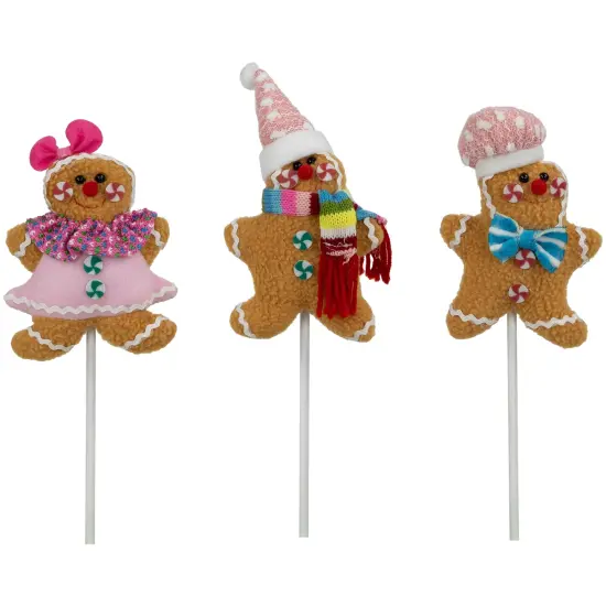 Northlight Plush Gingerbread Christmas Picks -10" - Set of 3 Brown {1}
