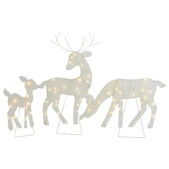 Northlight Set of 3 LED Lighted White Reindeer Family Outdoor Christmas Decorations 29" {5}