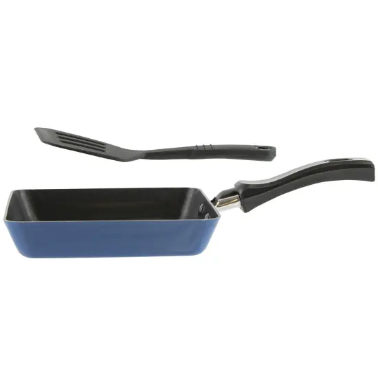Gold Coast 6" Non-Stick Mini Blue Frying Pan with Bonus 8" Spatula. {1}