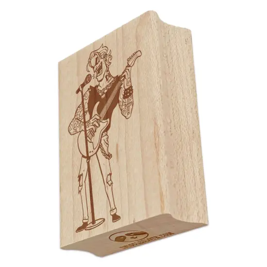 Musician Rockstar Singer with Guitar Rectangle Rubber Stamp for Stamping Crafting {7}