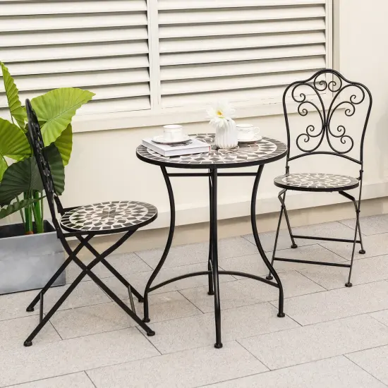 Set Of 2 Mosaic Chairs For Patio Metal Folding Chairs Design-C {1}