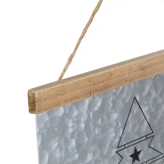 Northlight 16" We Wish You a Merry Christmas Galvanized Sheet Metal Hanging Wall Sign Silver {5}