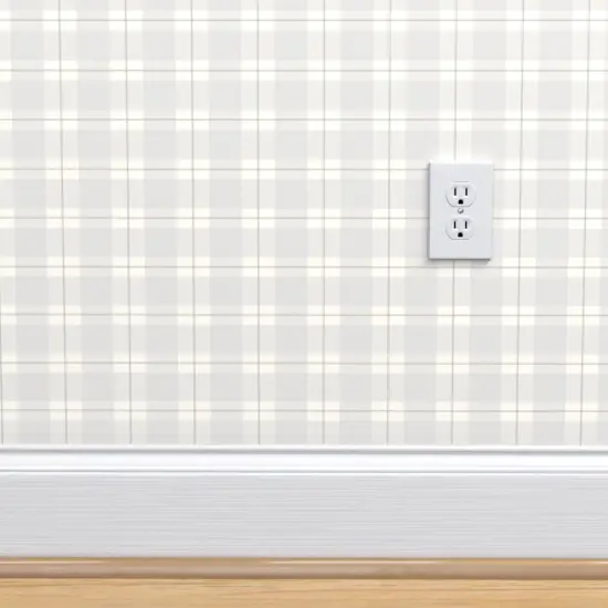 Peel & Stick Wallpaper 2FT Wide Grey Tartan Cottagecore Farmhouse Neutral Coastal Gray Plaid Boho Chic Calm Tranquil Custom Removable Wallpaper by Spoonflower {4}