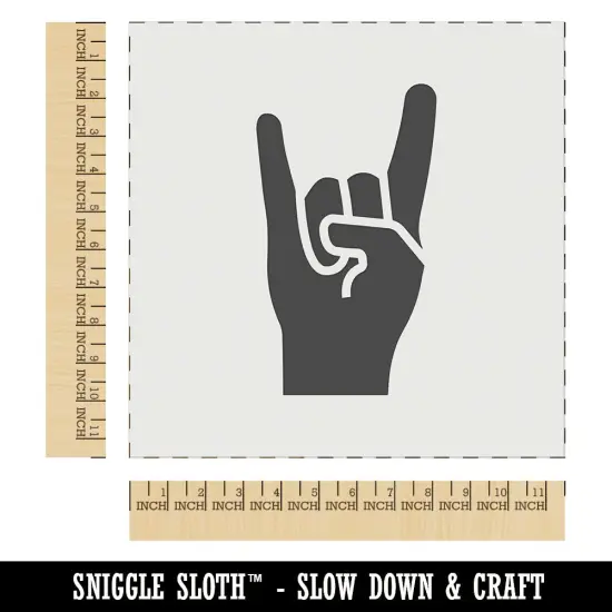 Sign of the Horns Rock and Roll Hand Gesture Wall Cookie DIY Craft Reusable Stencil {1}