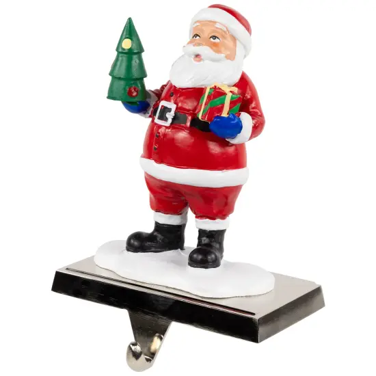 Northlight 6.25" Santa Claus with Tree and Present Christmas Stocking Holder Red {5}