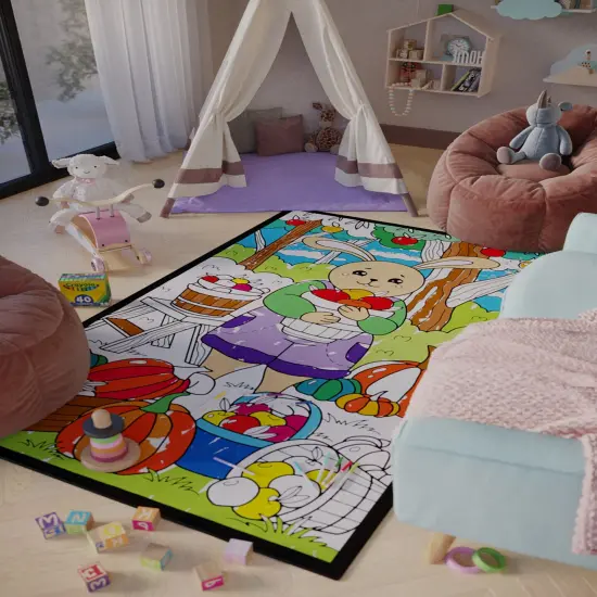 Woodland Nursery Animals Coloring Rug Washable Markers Gift For Kids Toddler Preschool Kindergarten Party Activity Game 1st Birthday Gift {3}