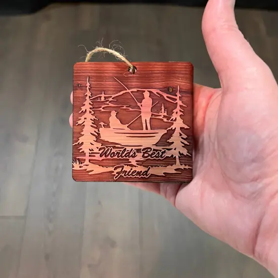 World's best Friend Fisherman - Cedar Ornament {4}
