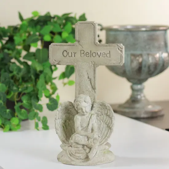 Roman Our Beloved Memorial Cross Outdoor Garden Statue - 11.75" Gray {4}
