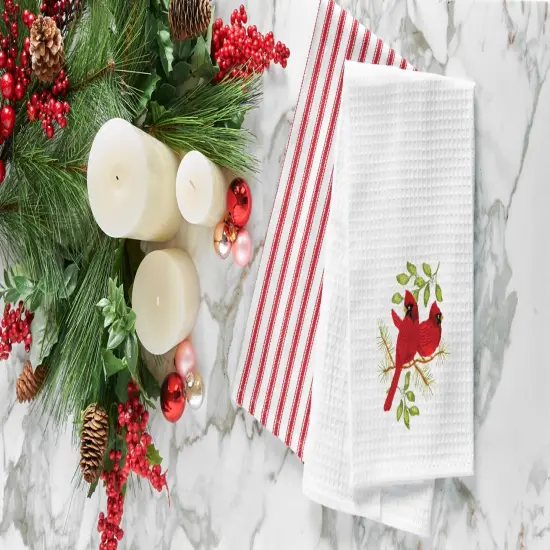 Song Bird Cardinals Waffle Weave Cotton Kitchen Towel {5}