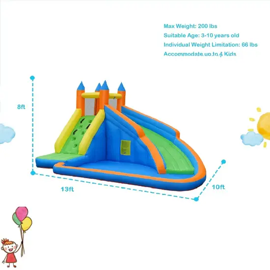 Kids Inflatable Water Slide Bouncing House with Carrying Bag {4}