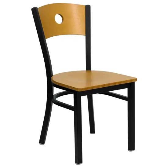 Emma and Oliver Wood Circle Back Metal Restaurant Dining Chair Natural/BlackMetal {1}