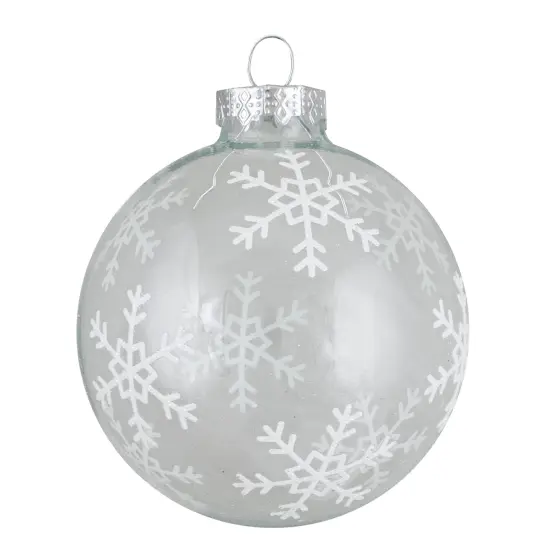 Northlight 4 ct Gray and Clear Glass Ball Hanging Christmas Ornaments 3.25-Inch (80mm) {5}