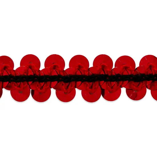 10 yards of 1 Row 3/8" Metallic Stretch Sequin Trim | 10 yard cut Red {3}