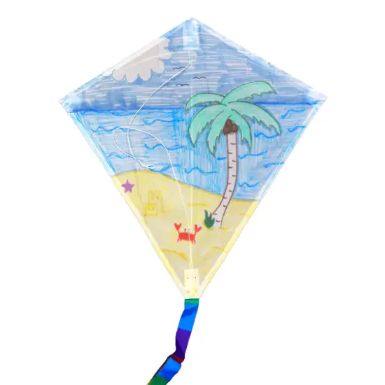 In the Breeze Coloring Diamond 20 Inch Kite - Single Line - Ripstop Fabric Kite - Includes Crayons, Kite Line and Bag - Creative Fun for Kids and Adults {2}