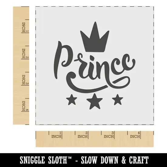 Prince Cursive with Crown and Stars Wall Cookie DIY Craft Reusable Stencil {6}