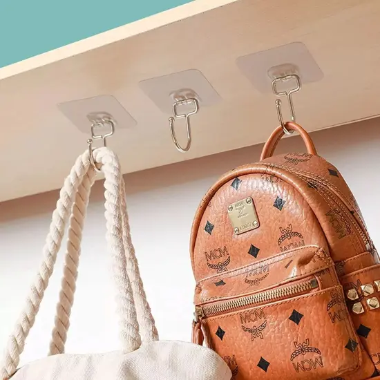 Kitcheniva Heavy Duty Adhesive Sticky Hooks Clear 10 pcs {5}