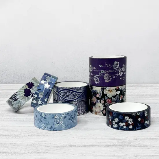 Wrapables Nature Metallic Foil Washi Tape Set for Scrapbooking, Stationery, Diary, Card Making Floral Bloom {11}