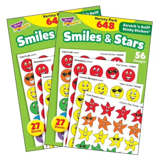 Smiles & Stars Stinky Stickers&reg; Variety Pack, 648 Per Pack, 2 Packs {1}