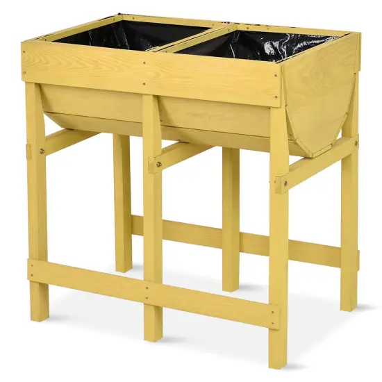 Raised Wooden Planter Vegetable Flower Bed with Liner {5}