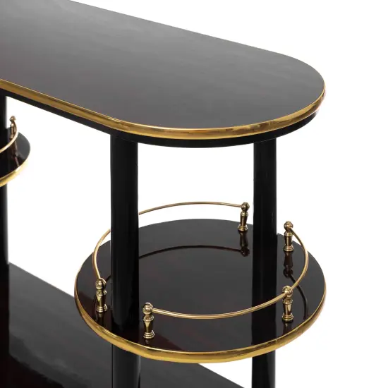 Wooden Console Table Mini Bar Cabinet, Modern Style and Versatile Piece of Furniture that Adapts to Various Roles from Coffee and Tea Haven, Drink Station or a Beer Island in your Kitchen Brown {5}