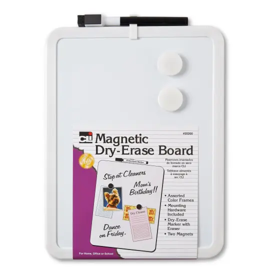 Framed Magnetic Dry Erase Board with Marker & Magnets, Assorted Colors, 8.5" x 11", Pack of 4 {3}