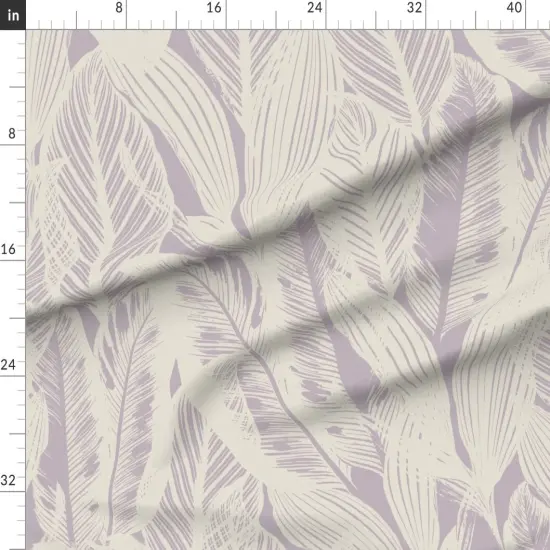 Various Fabrics by the Yard or Fat Quarter Banana Leaves Lavender Cream Large Scale Minimal Botanical Abstract Tropical Light Purple Custom Printed Fabric by Spoonflower {1}