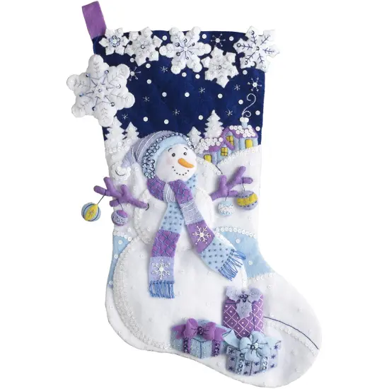 Bucilla Felt Stocking Applique Kit 18" Long-Frosty Night {2}