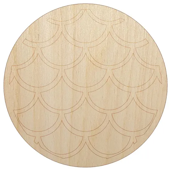 Mermaid Dragon Fish Scales Circle Unfinished Wood Shape Piece Cutout for DIY Craft Projects {7}