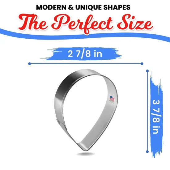 Tear Drop Cookie Cutter 3 7/8 in, CookieCutter.com, Tin Plated Steel, Handmade in the USA {2}
