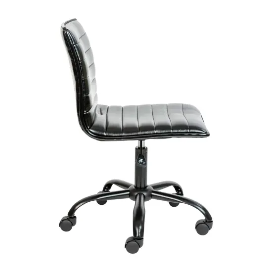 Merrick Lane Amelie Home Office Chair Ergonomic Executive Ribbed Low Back Armless Computer Desk Chair - Base, Frame & Border BlackVinyl/Black {5}