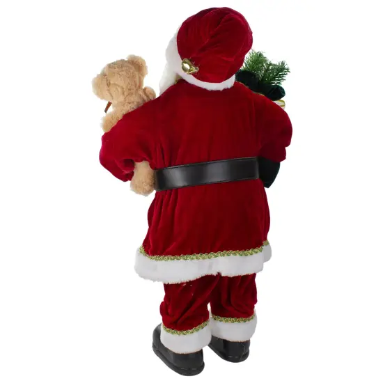 Northlight 2' Standing Santa Christmas Figure with a Plush Bear Red {6}