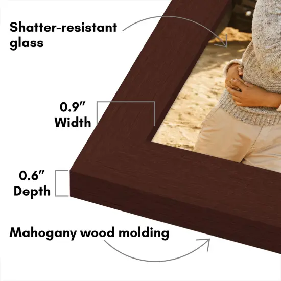 Americanflat Tri-Folding Picture Frame - Displays Two Photos at Once - Double Hinged Picture Frame - Shatter Resistant Glass - Tabletop Display Picture Frame - Black {3}