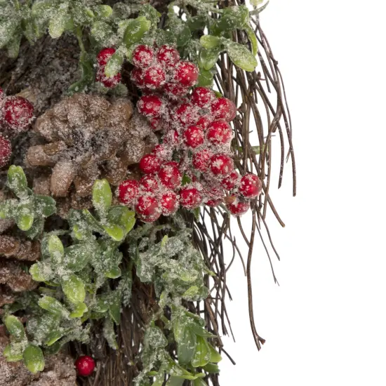 Northlight 28" Glittered Pine Cone and Berry Artificial Teardrop Christmas Swag - Unlit Green {4}