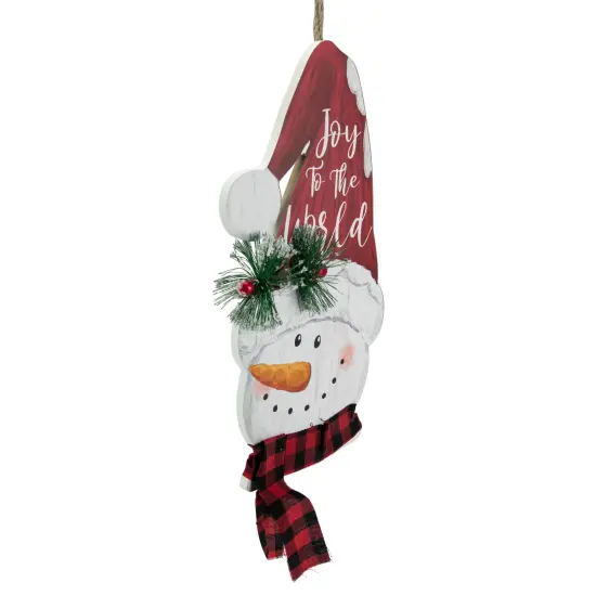 Northlight 16.5" Joy to the World Snowman in Santa Hat Christmas Wall Decoration White {6}