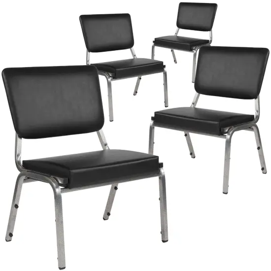 Emma and Oliver 4 Pk. 1000 lb. Rated Antimicrobial Bariatric medical Reception Chair Black Vinyl {1}
