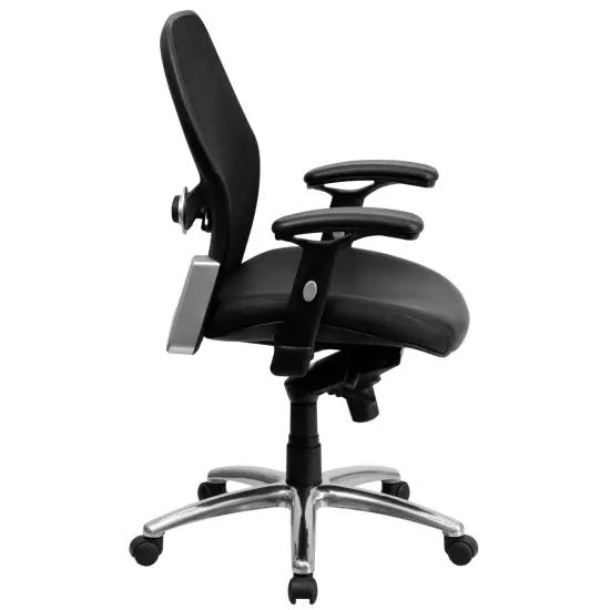 Emma and Oliver Mid-Back Super Mesh Executive Swivel Office Chair, Knee Tilt Control BlackLeaSoft/Mesh {4}