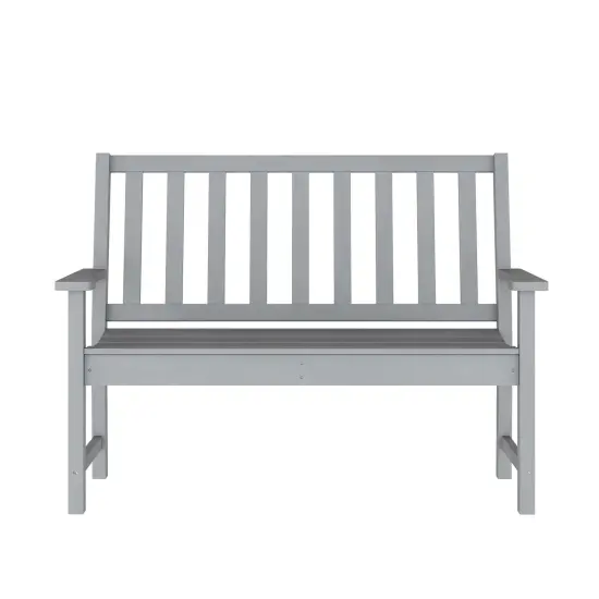 Merrick Lane Cressly All Weather Recycled HDPE Bench for Indoor and Outdoor Use White {9}